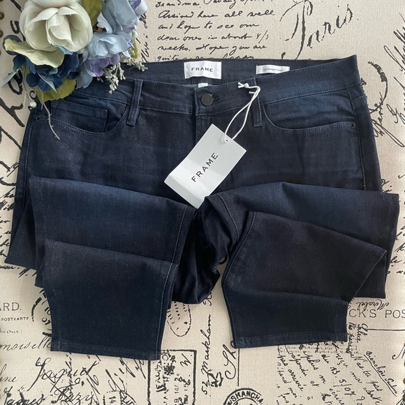 NWT FRAME Le Garçon Crop Boyfriend Jeans in Penmar Dark Wash Size 31 - Picture 5 of 10